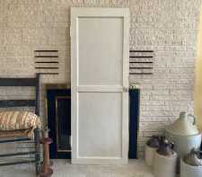 Antique Pantry Cupboard Door White Paint 2-Panel Rustic Farmhouse Vignette 20x55