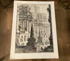 Vintage Art Print Piranesi Views Of Rome Roman Architecture Imperial Mausoleum 1957 Penn Prints NY 5-6
