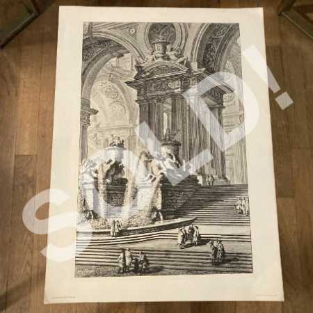 Vintage Art Print Piranesi Views Of Rome Roman Architecture Colonnades Fountain 1957 Penn Prints NY 6-6