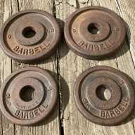 Similar Item 2 - Vintage Cast Iron Barbell Weight Plates Set of 4 Pair 2.5-lb Pair 5-lb Weights USA