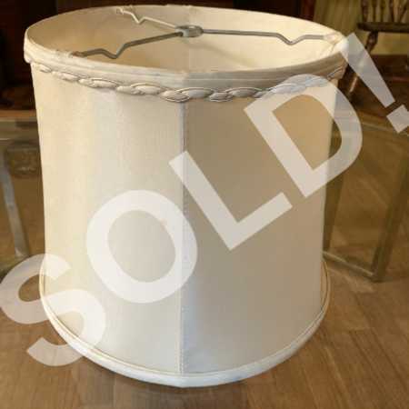 Vintage Silk Lamp Shade Looped Ribbon Trim Drum Barrel Shape Slight Flair