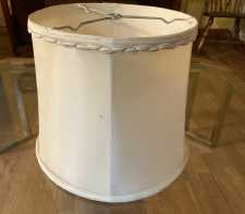 Vintage Silk Lamp Shade Looped Ribbon Trim Drum Barrel Shape Slight Flair