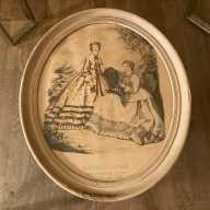 Similar Item 2 - Antique Framed Print French Ladies Paris Fashion La Mode Illustree Oval Frame 16x19