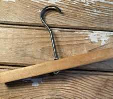 Vintage Wood Wire Clamp 8in Hanger Diamond Lock Skirt Pants Farmhouse Decor 1950s