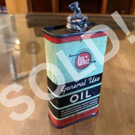 Vintage Metal Oil Can Whiz General Household Use Oil Tin Litho Lead Top 1940s - Damaged Spout