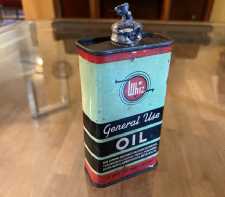 Vintage Metal Oil Can Whiz General Household Use Oil Tin Litho Lead Top 1940s - Damaged Spout