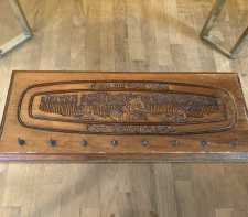 Vintage Kitchen Linens or Keys Wall Rack Wooden Plaque 8 Hooks Daily Blessing Incised Wood 1960s