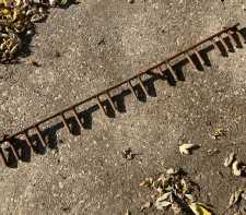 Vintage Rusty Iron Hanging Tool or Coat Rack 18 Pegs Kitchen Hallway Garage Industrial Salvage