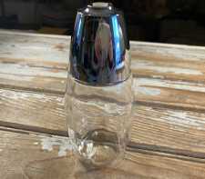 Vintage Glass Sugar Shaker Pourer Chrome Top 1970s Diner Kitchenware Tableware