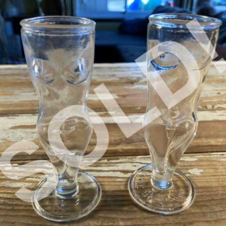 Vintage Barware Novelty Shot Glasses Male Female Nudes Clear Glass Taiwan 1970s