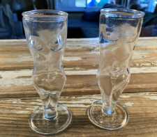 Vintage Barware Novelty Shot Glasses Male Female Nudes Clear Glass Taiwan 1970s