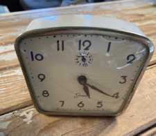 Vintage Metal Wind-Up Alarm Clock Lux Genie Non-Working For Parts Repair 50s-60s