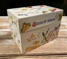 Vintage Metal Index Card File Box Katch-All Kollector Tin Litho Syndicate 1970