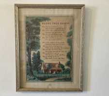Vintage House Blessing Framed Art Print Poem Decorative Wood Frame 1940s 1950s