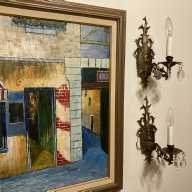 Similar Item 1 - Pair Vintage Mid Century Brass Crystal Sconces Wall Lights Made In Spain 1960s