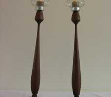 Vintage Mid Century Candle Holders 23-In Tall Tapered Wood Candlesticks