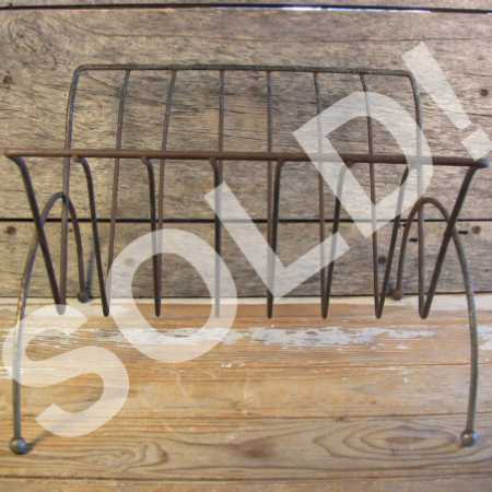 Vintage Mid Century Magazine Album File Rack Steel Wire Rustic Industrial 1960s