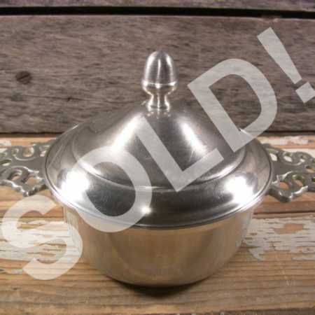 Vintage Pewter Porringer w- Lid Candy Dish Woodbury Pewterers ATC USA 8inWx4inH